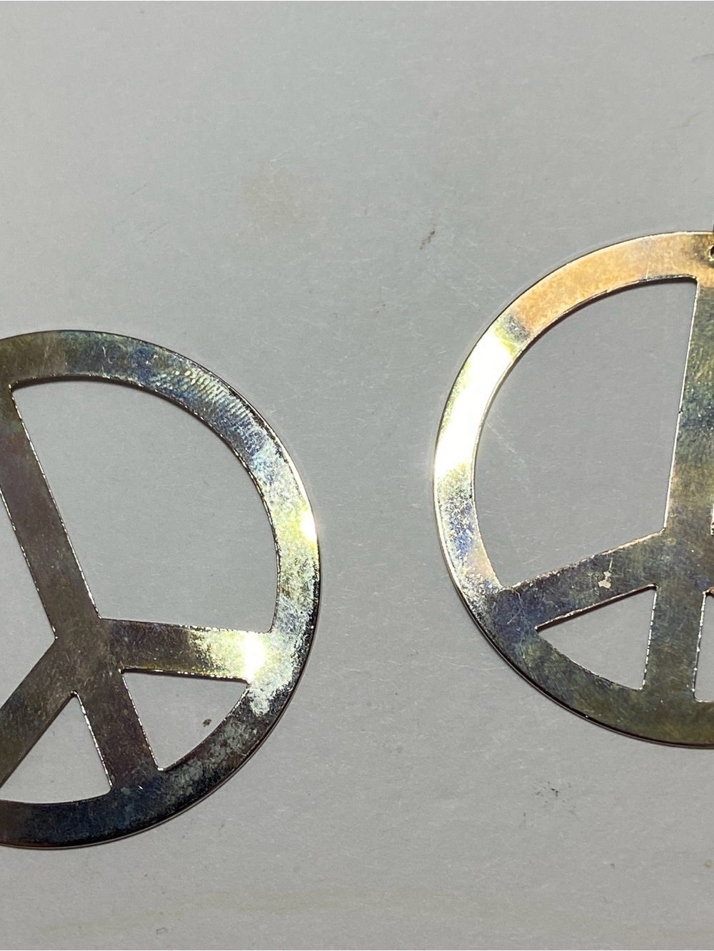 Silver Peace Sign Drop Earrings - Women Accessories